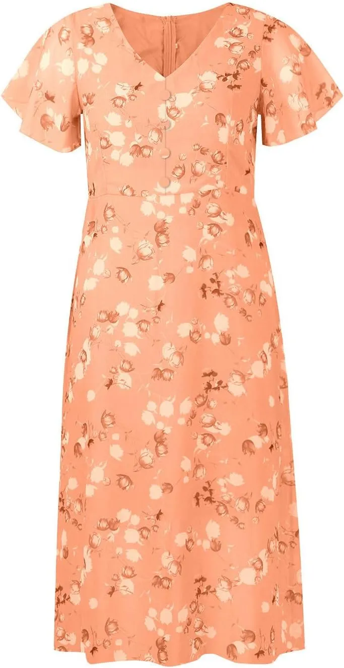 Womens Dresses Maxi Dresses for Women Summer Dresses for Women 2025 Ruffle Short Sleeve Floral