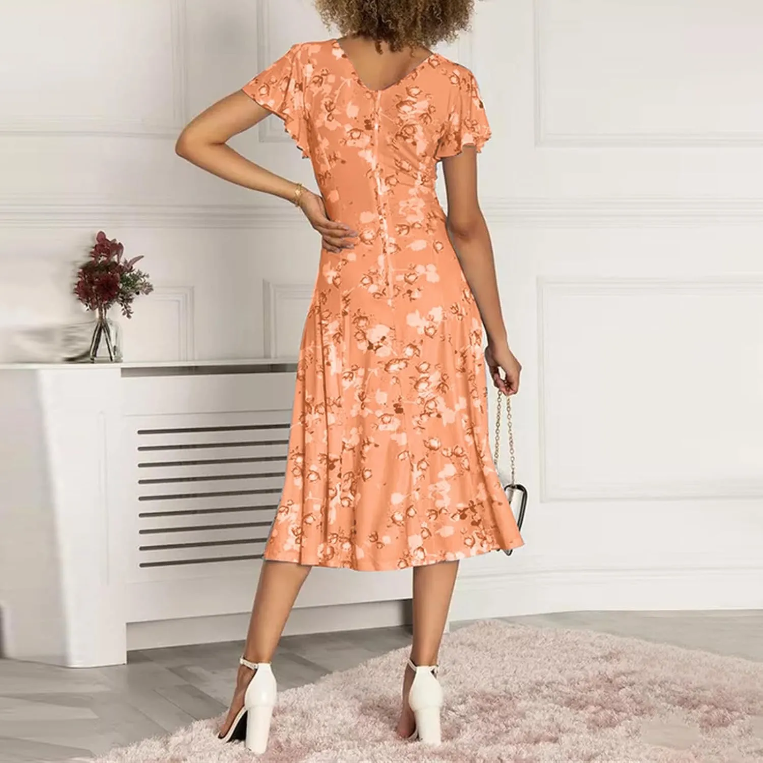 Womens Dresses Maxi Dresses for Women Summer Dresses for Women 2025 Ruffle Short Sleeve Floral