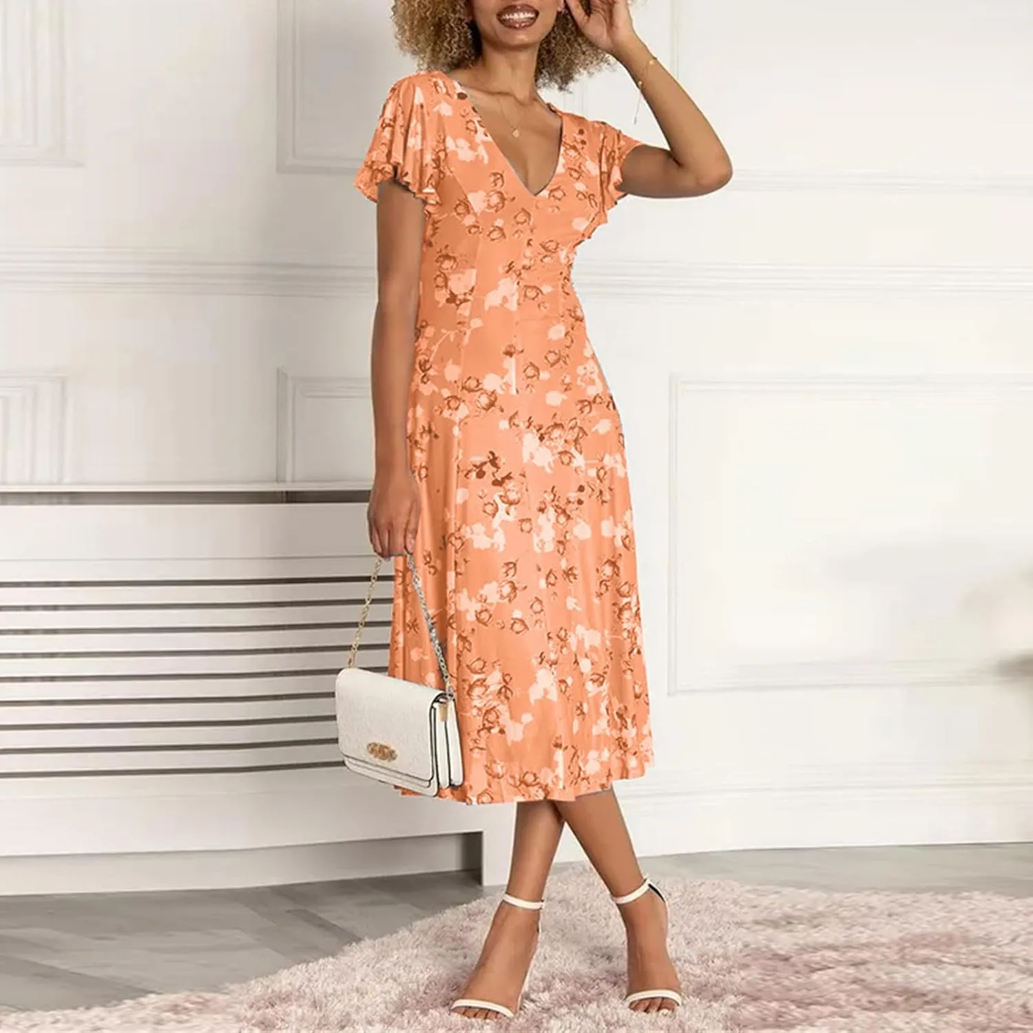 Womens Dresses Maxi Dresses for Women Summer Dresses for Women 2025 Ruffle Short Sleeve Floral
