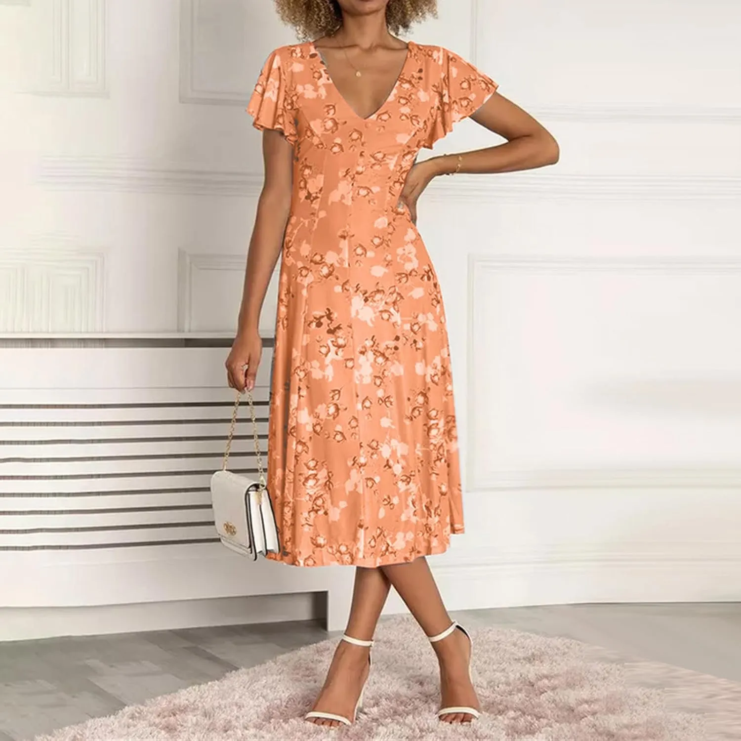 Womens Dresses Maxi Dresses for Women Summer Dresses for Women 2025 Ruffle Short Sleeve Floral