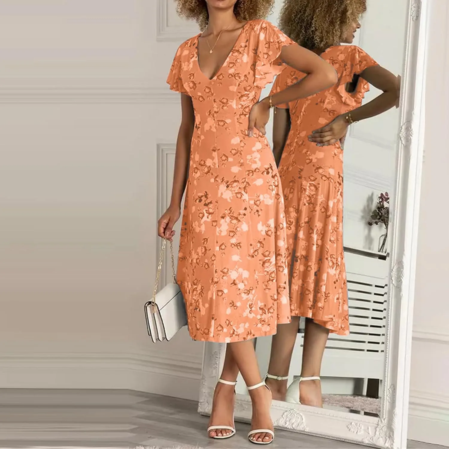 Womens Dresses Maxi Dresses for Women Summer Dresses for Women 2025 Ruffle Short Sleeve Floral