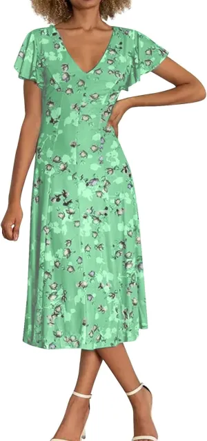 Womens Dresses Maxi Dresses for Women Summer Dresses for Women 2025 Ruffle Short Sleeve Floral
