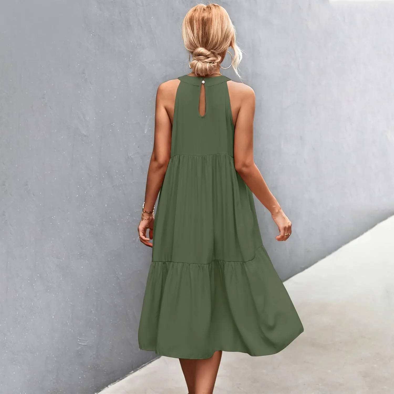 Womens Dresses Patchwork High Waisted Loose Swing Womens Dresses Tea Party Dresses for Woman Maxi