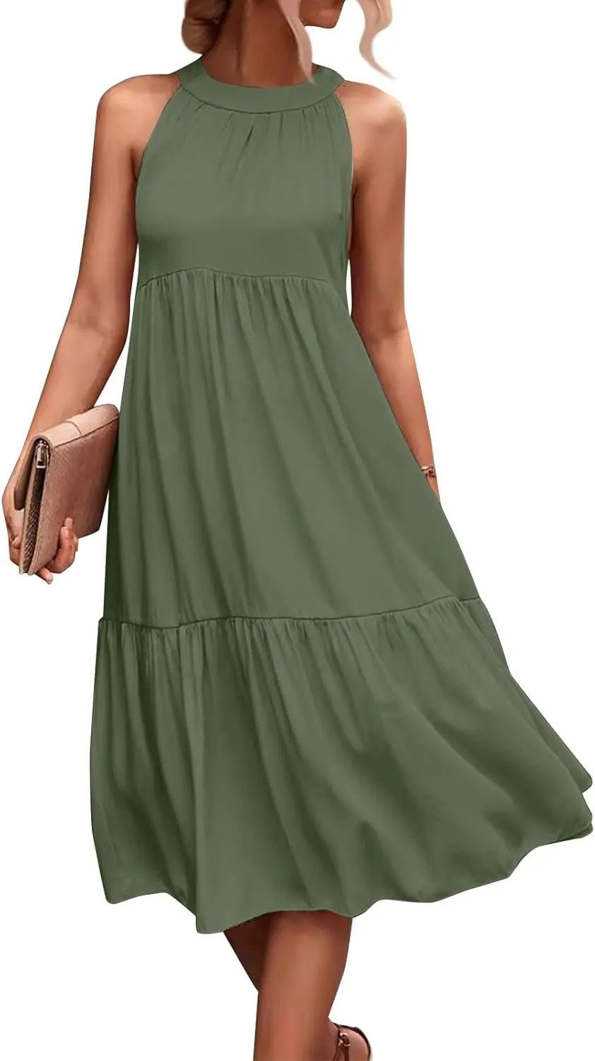 Womens Dresses Patchwork High Waisted Loose Swing Womens Dresses Tea Party Dresses for Woman Maxi