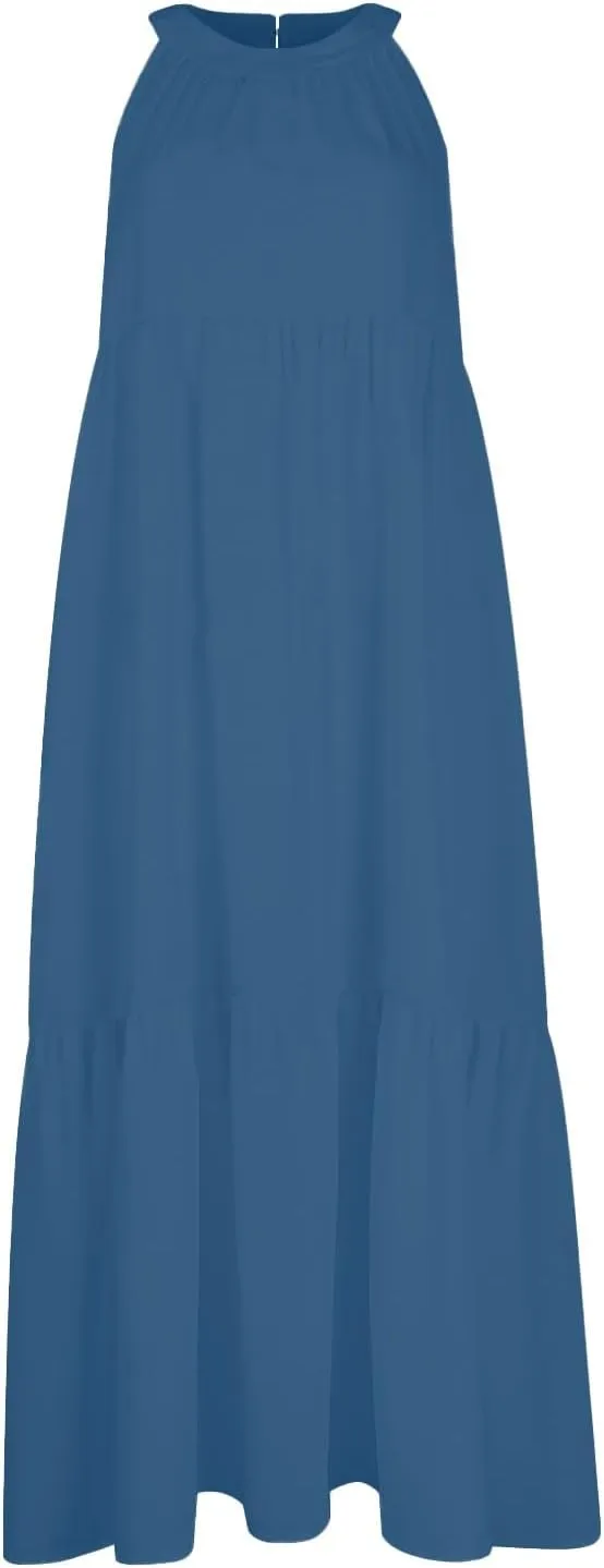 Womens Dresses Sleeveless Maxi Dresses for Women 2025 High Waisted Loose Swing Patchwork Spring