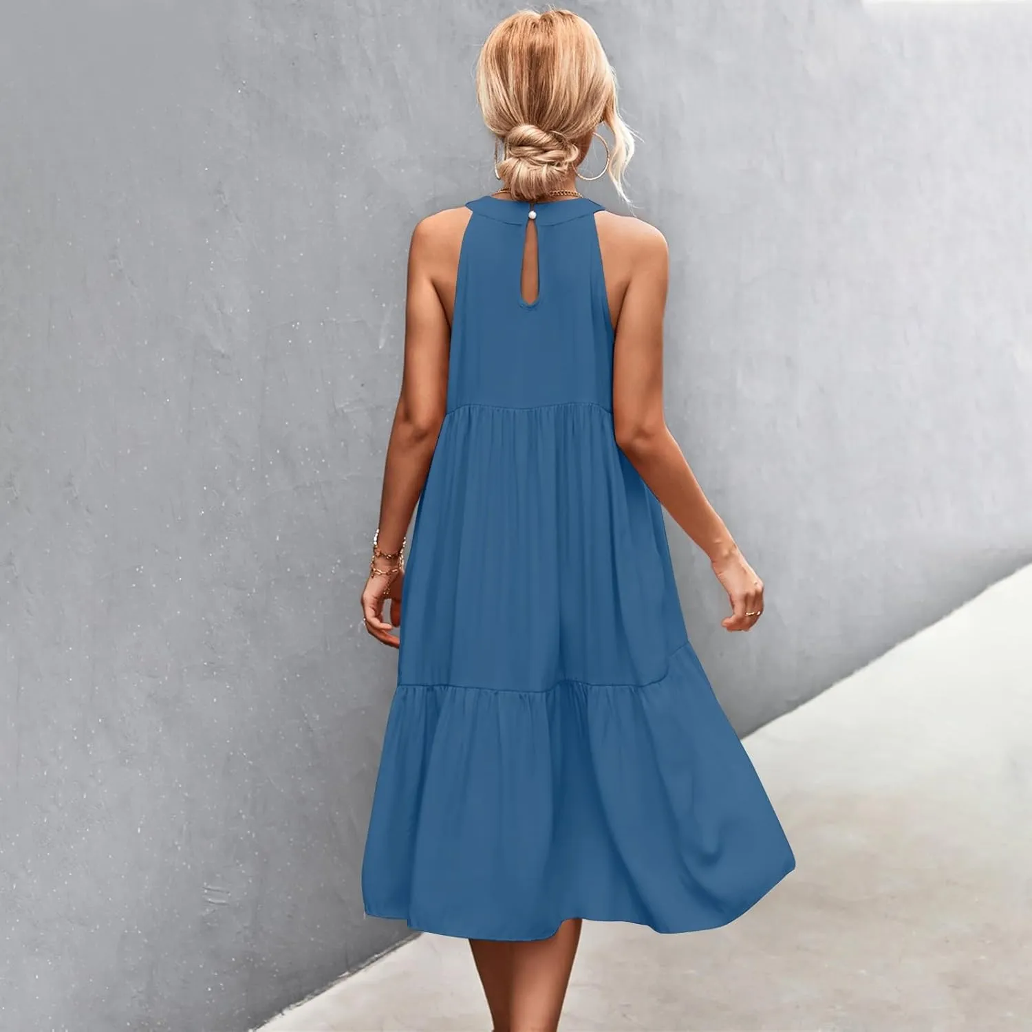 Womens Dresses Sleeveless Maxi Dresses for Women 2025 High Waisted Loose Swing Patchwork Spring