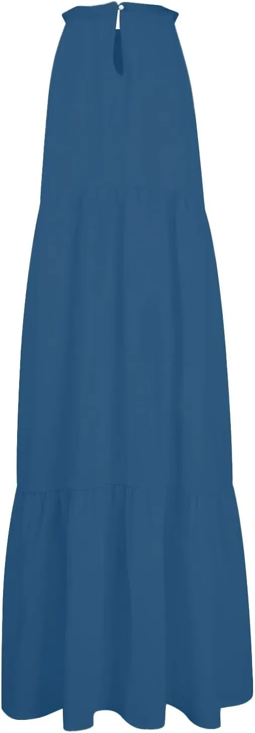Womens Dresses Sleeveless Maxi Dresses for Women 2025 High Waisted Loose Swing Patchwork Spring