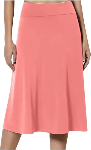 Women's High Waist Flared Skirt Pleated Midi Length Skirt A-Line Plus Size Casual Summer Lightweight Solid Long Skirt