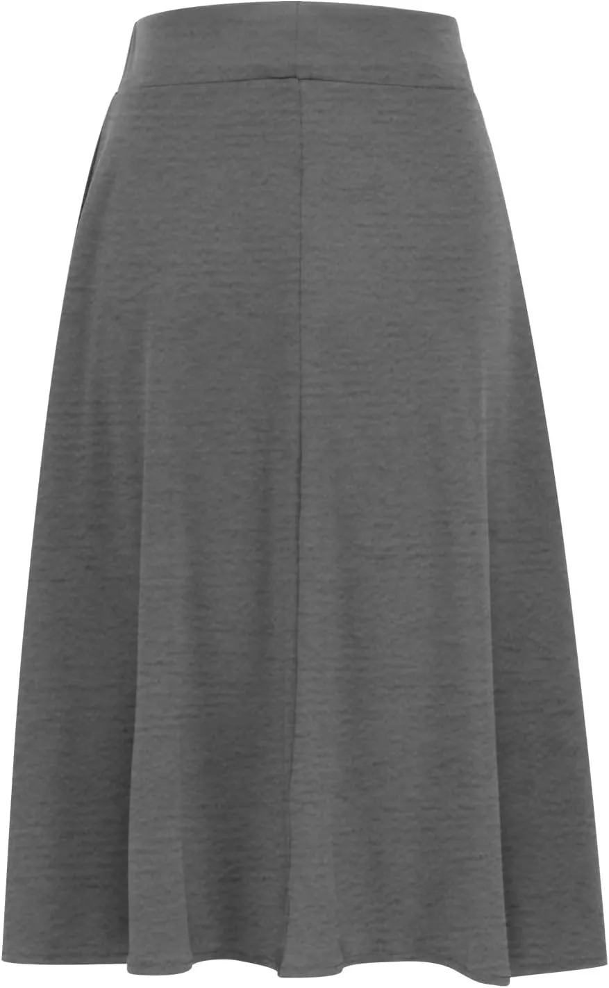 Women's High Waist Flared Skirt Pleated Midi Length Skirt A-Line Plus Size Casual Summer Lightweight Solid Long Skirt