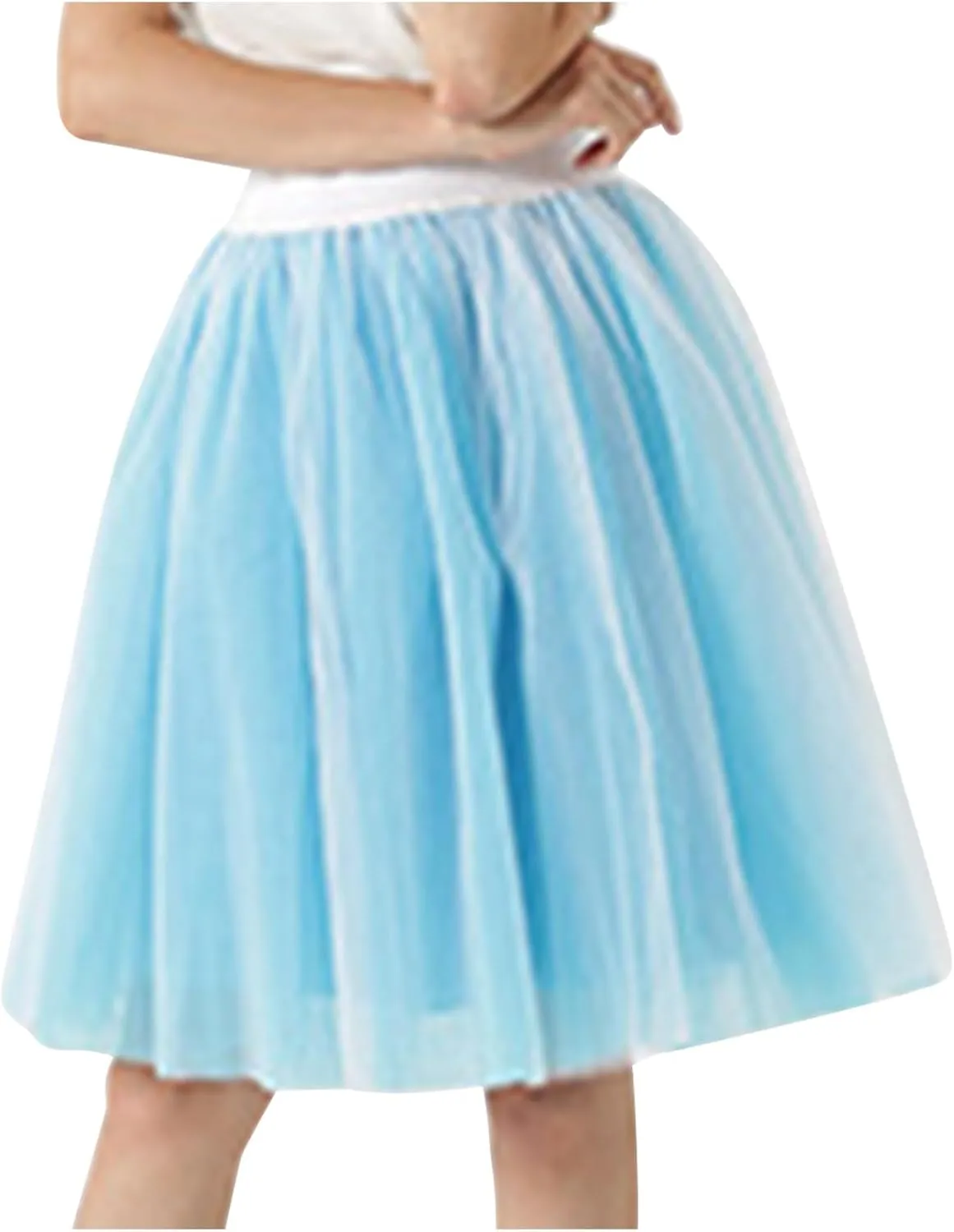 Women's High Waisted Tulle Skirt A-Line Pleated Midi Skirt 2024 Summer Flowy Versatile Puffy Swing Work Mesh Skirts