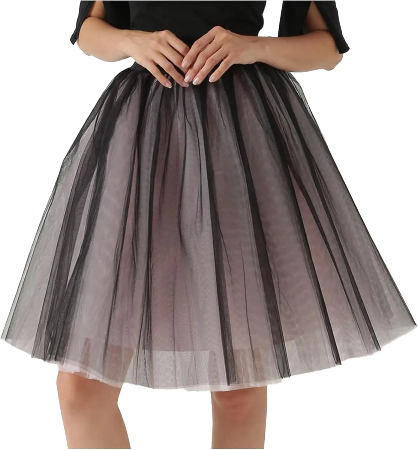 Women's High Waisted Tulle Skirt A-Line Pleated Midi Skirt 2024 Summer Flowy Versatile Puffy Swing Work Mesh Skirts