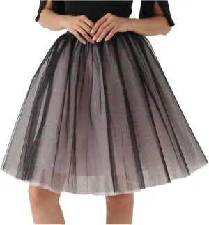 Women's High Waisted Tulle Skirt A-Line Pleated Midi Skirt 2024 Summer Flowy Versatile Puffy Swing Work Mesh Skirts