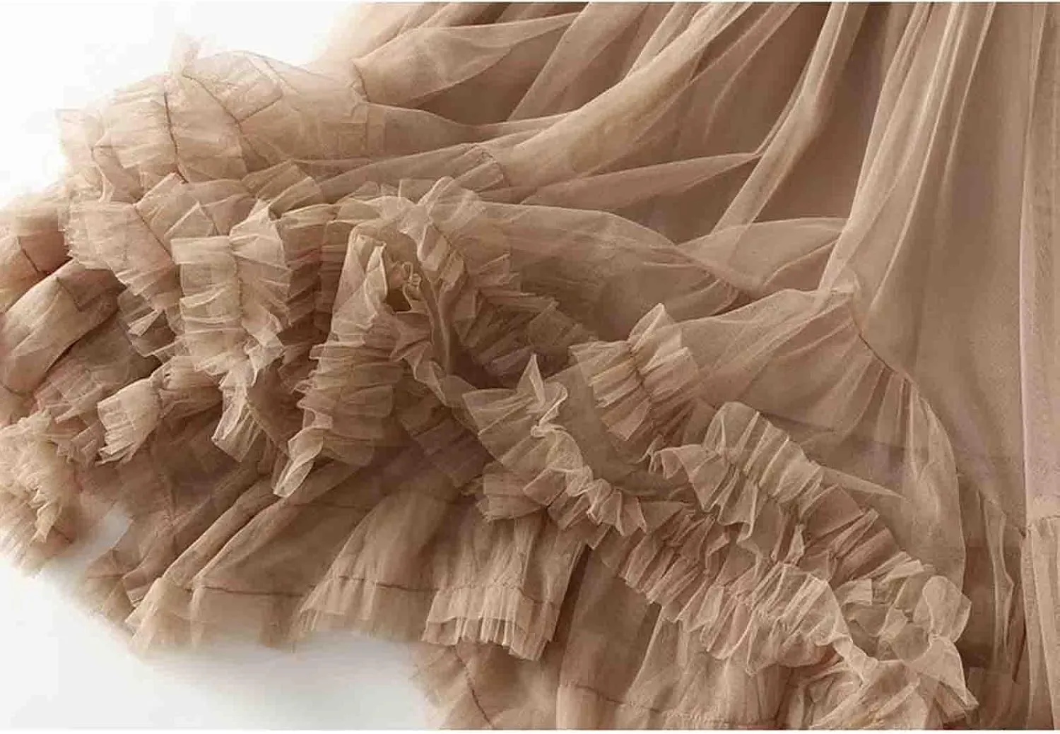 Women's Long Midi Chiffon Skirt A-line Pleated high Waisted Layered mesh 3D Skirt