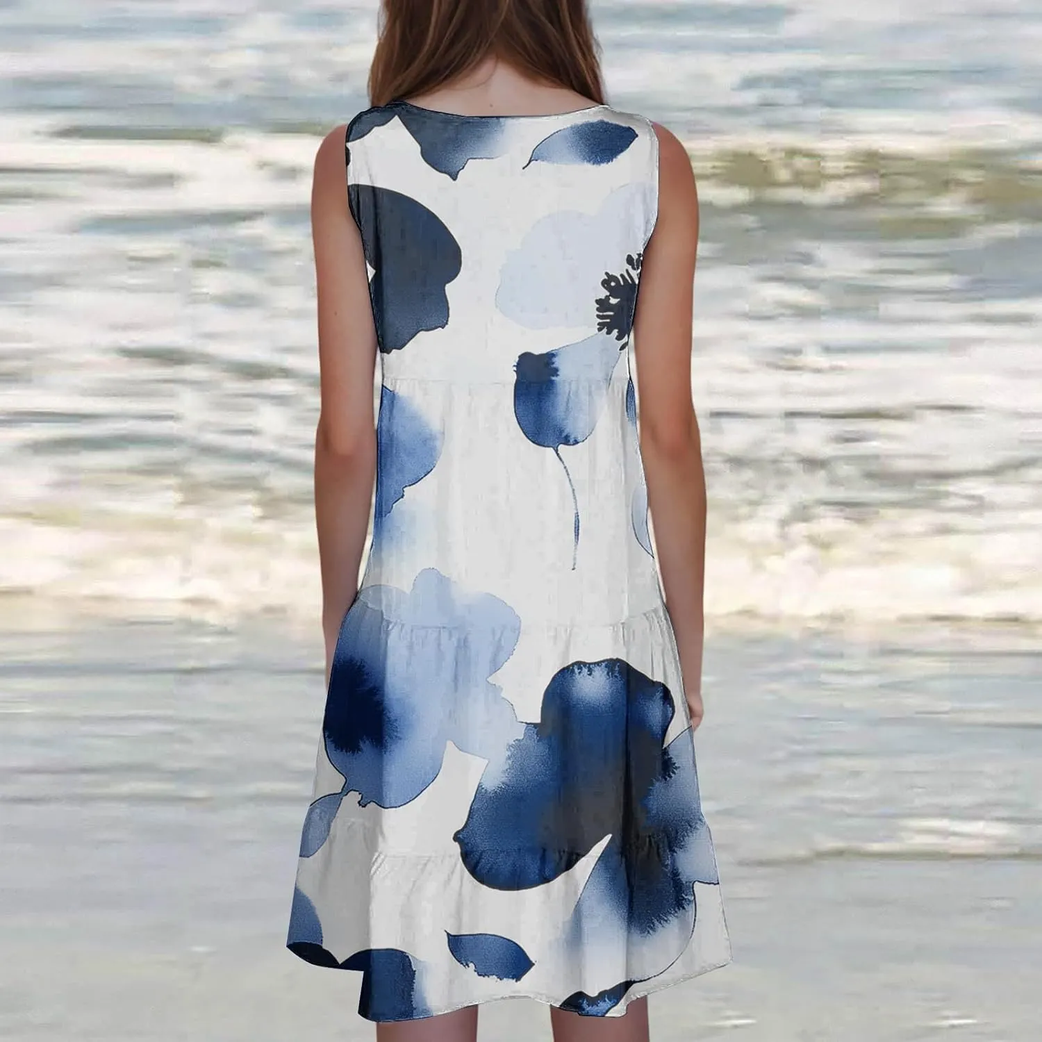 Womens Plus Size Dresses Summer Floral Printed Sleeveless Dress Boho Beach A-Line Sundress Tank Dresses for Women 2025