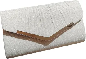 Women's Rhinestone Evening Bag Purse Glitter Clutch Crystal Pearl Party Handbag with Chain