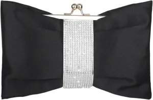 Women's Rhinestone Evening Bag Satin Bow Purse Glitter Clutch Crystal Party Handbag with Chain