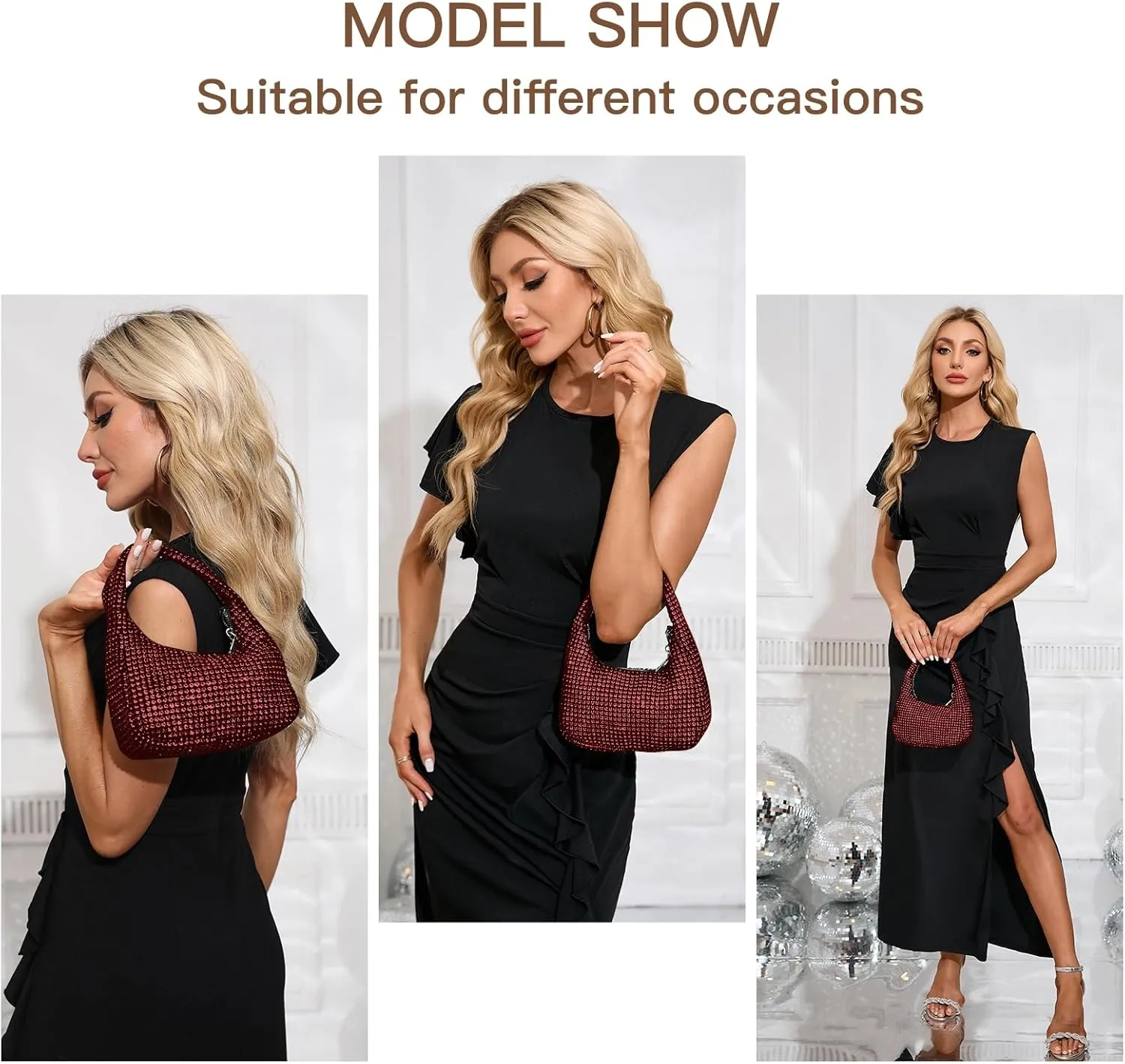 Women's Rhinestone Purses Sparkly Clutch Evening Handbag Prom Purse for Party Bridal Wedding