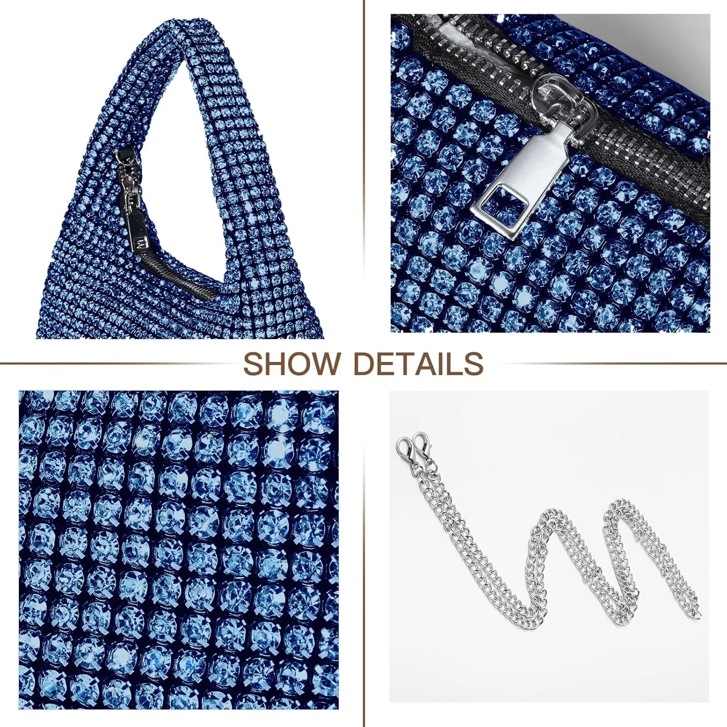 Women's Rhinestone Purses Sparkly Clutch Evening Handbag Prom Purse for Party Bridal Wedding