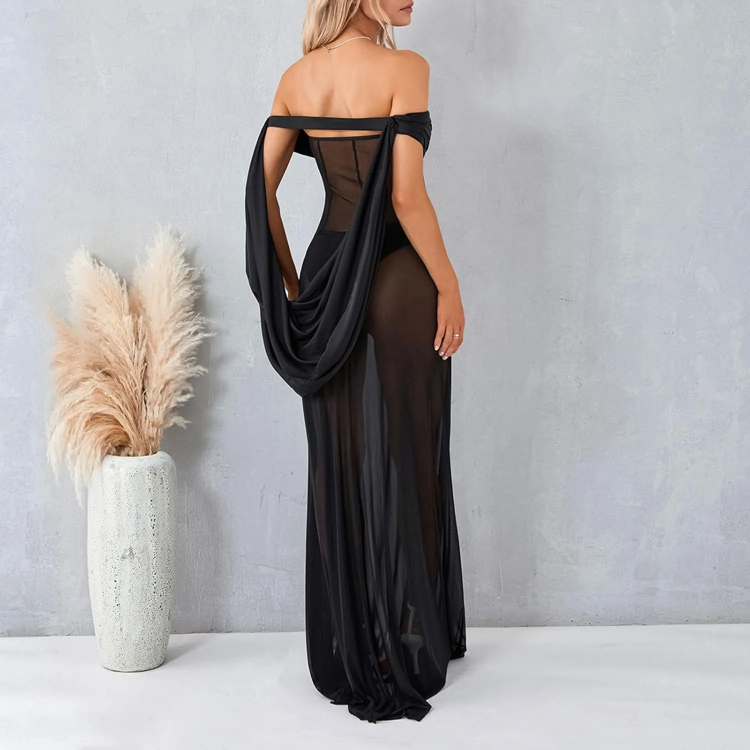 Womens See Throgh Dress Sexy Elegant Mesh Split Dresses Nightwear Beach Cover Up Holiday Holiday Sun Dress Photography