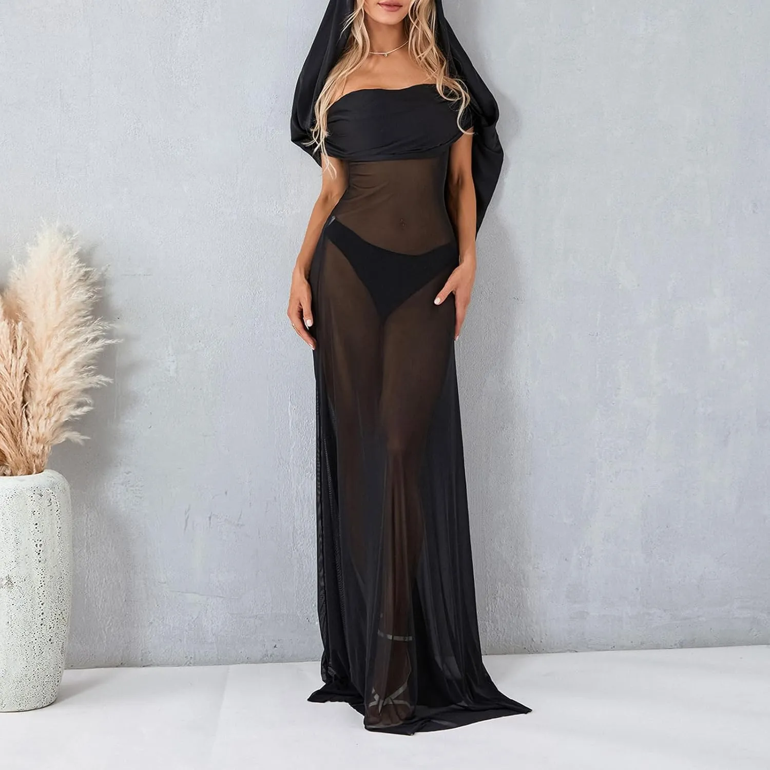 Womens See Throgh Dress Sexy Elegant Mesh Split Dresses Nightwear Beach Cover Up Holiday Holiday Sun Dress Photography