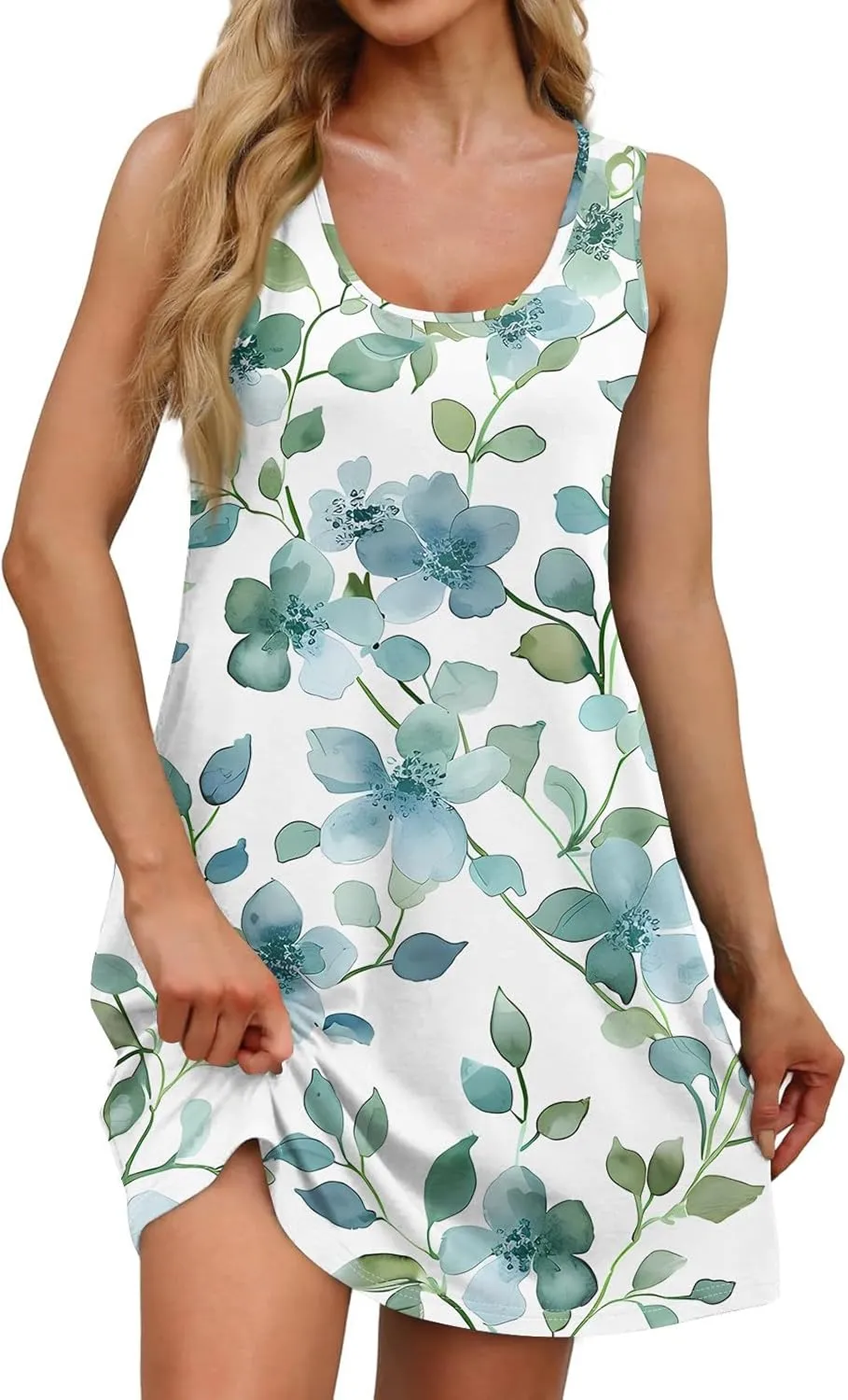 Women's Sleeveless Floral Print Summer Dress, Casual Loose Fit, Lightweight, Beach Wear, Sizes S-XXL