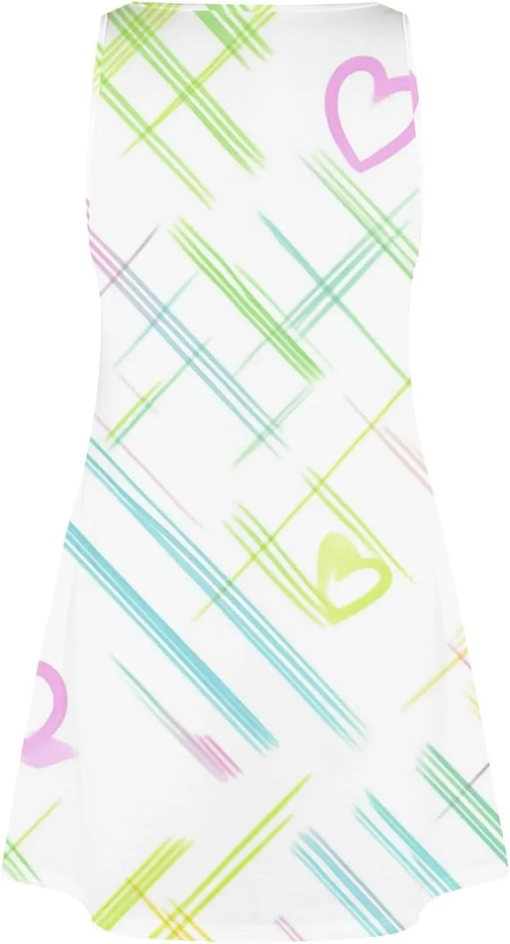 Women's Sleeveless Summer Dress Casual Plaid Pattern, Lightweight Fabric, V-Neck, Knee-Length, Perfect for Daily Wear