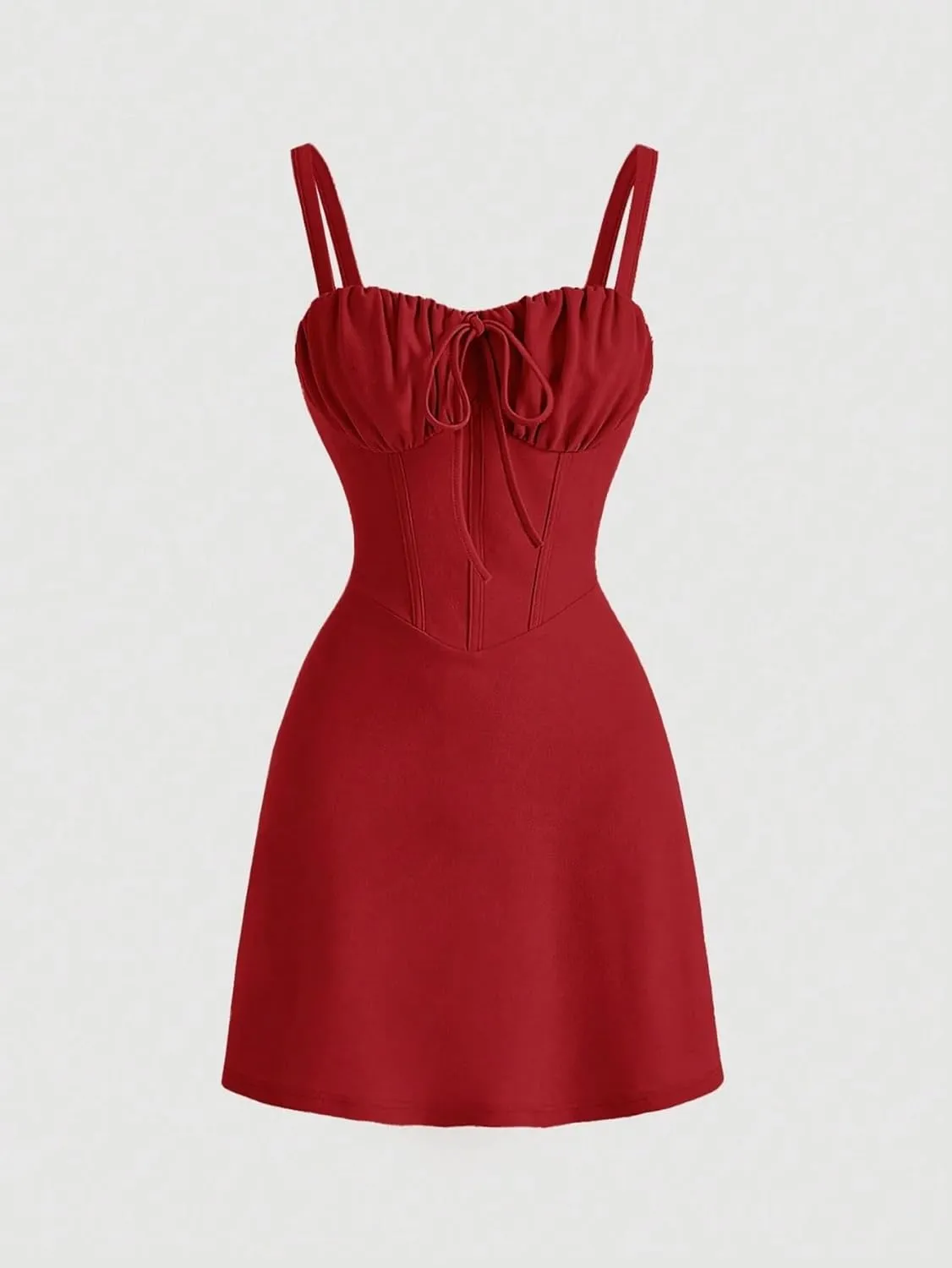 Women's Solid Color Ruched Bust Strapless Dress Fashion Short Cami Dresses for Women
