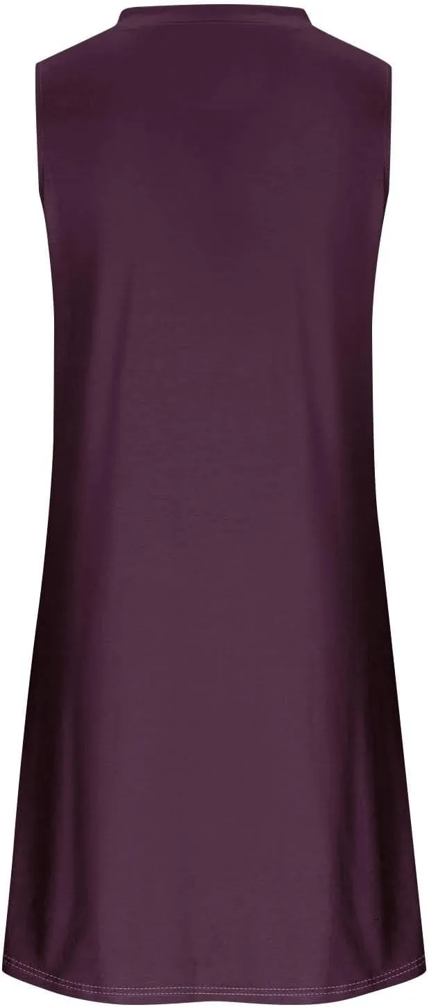 Womens Summer Dresses 2025 Casual Swimsuit Coverup Dress Plain Crewneck Sleeveless Sundresses Beach Loose Tank Dress