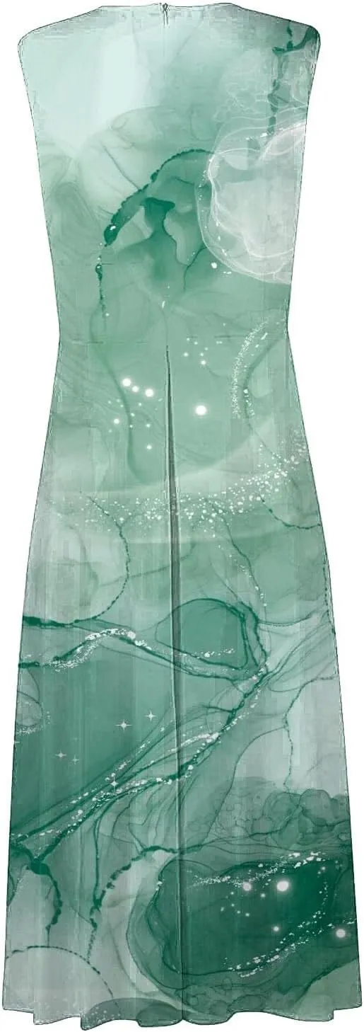WomenS Summer Loose Boho Flowy Wrap V Neck Sleeveless Floral Print Slit Beach Wedding Guest Long Maxi Dresses