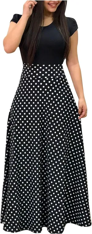 ZEFOTIM Dresses for Women 2024 Short/Long Sleeve Floral Maxi Long Dress Fashion Casual Summer Sun Boho Dresses