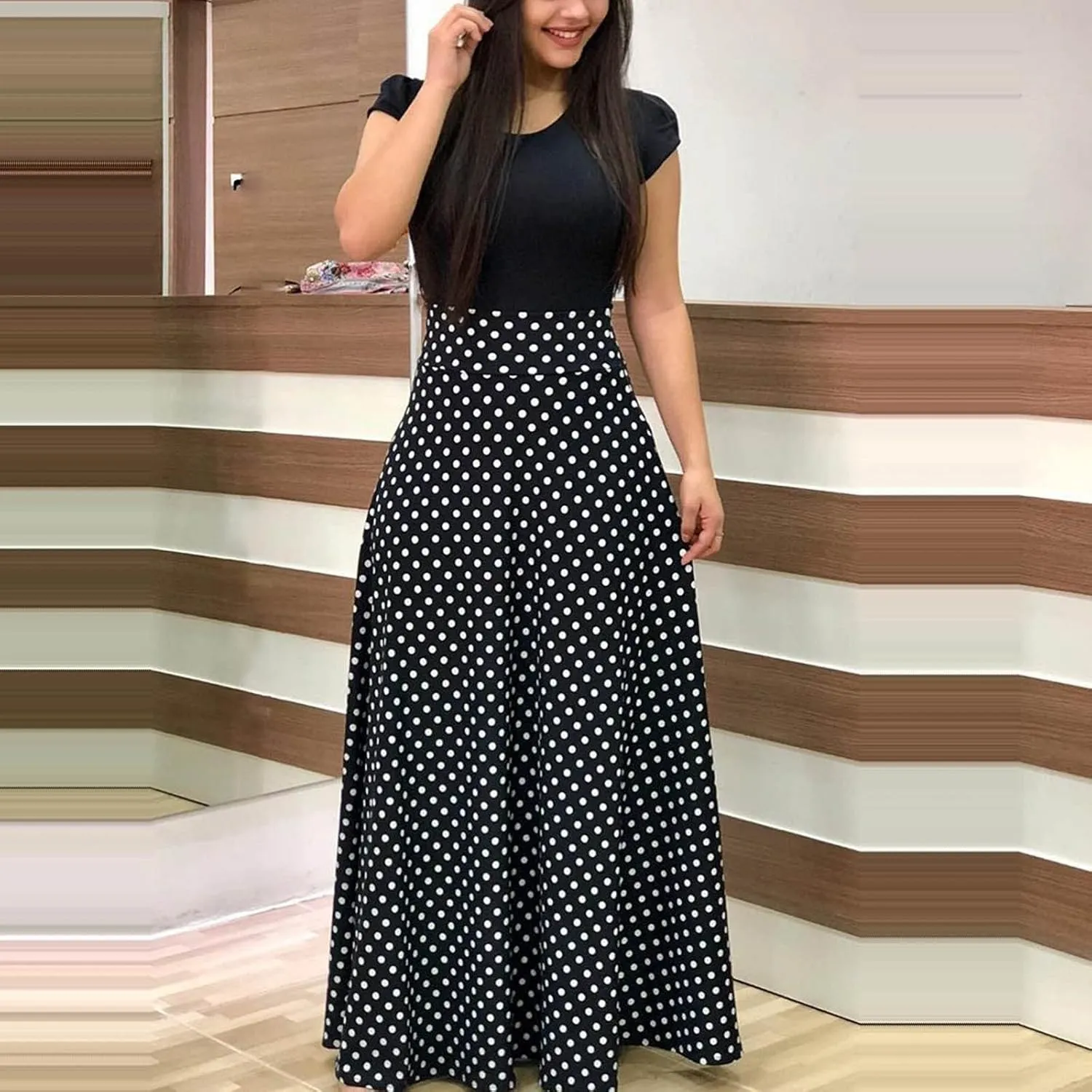 ZEFOTIM Dresses for Women 2024 Short/Long Sleeve Floral Maxi Long Dress Fashion Casual Summer Sun Boho Dresses