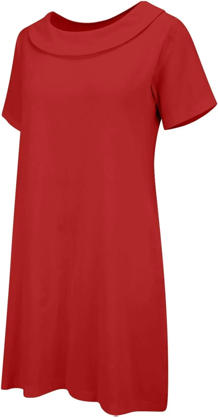 ZYXTIM Linen Dresses for Women 2025 Short Sleeve Lightweight Casual Summer Dress Plus Size Loose Boho Beach Going Out Outfits